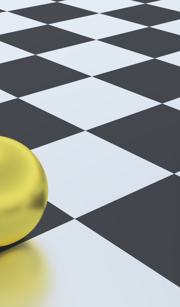 Серебряный и золотой шар на шахматной доске 3д графика
