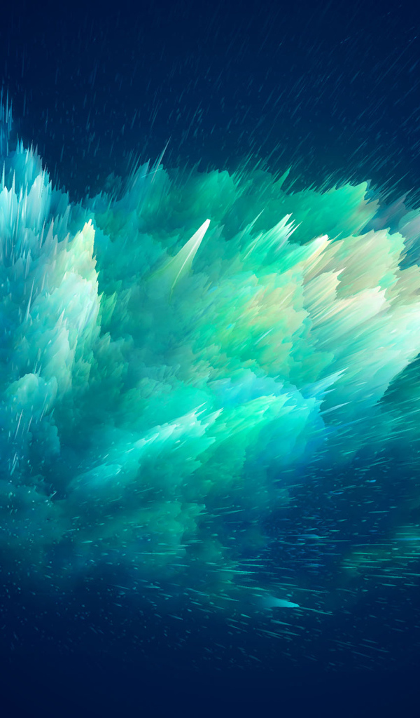 Взрыв разноцветного дыма на синем фоне, 3д графика