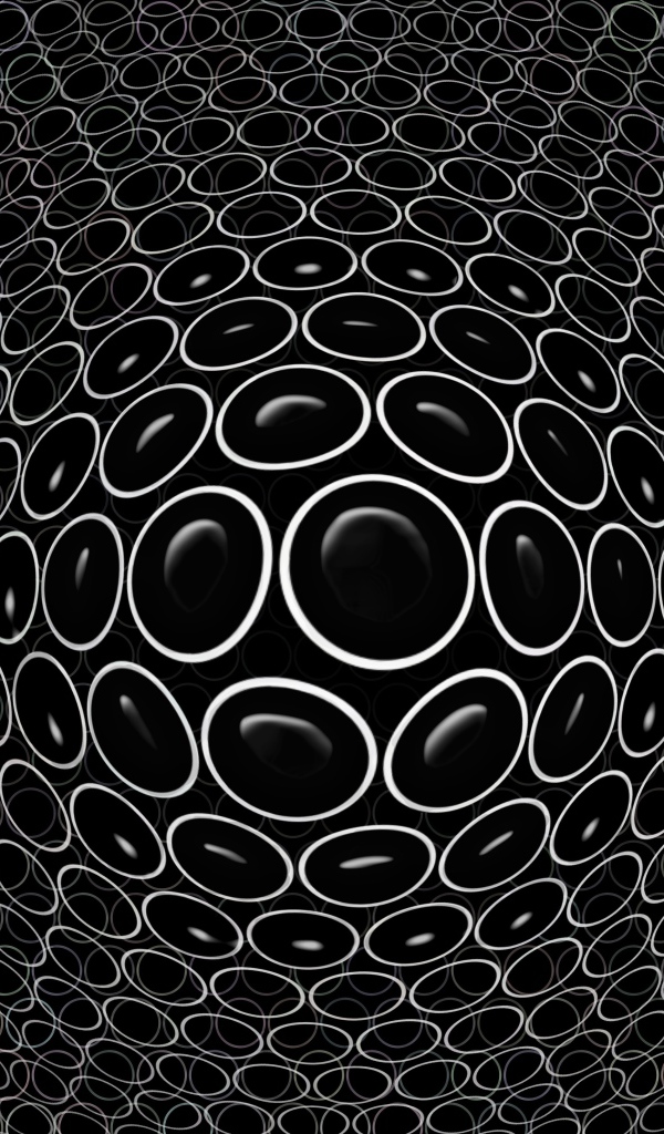 Белые круги на черном фоне 3д графика