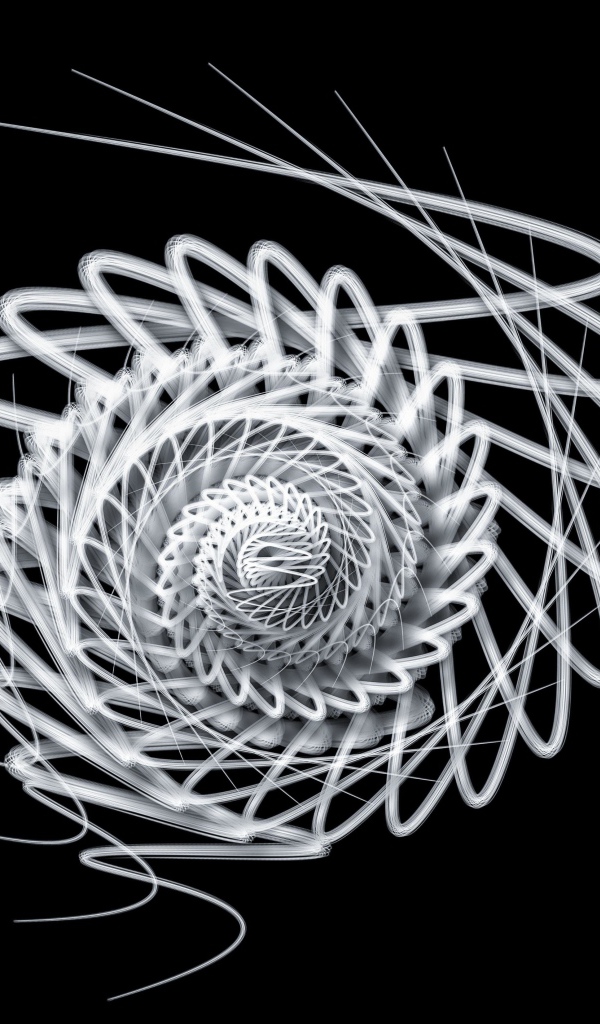 Белая спираль на черном фоне