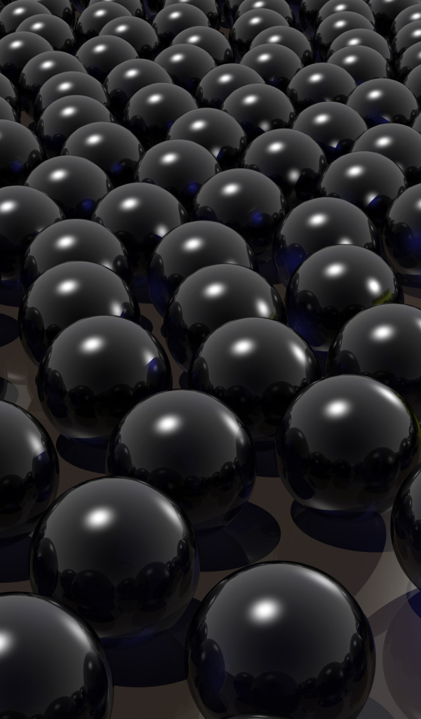 Желтый куб среди черных шаров 3д графика