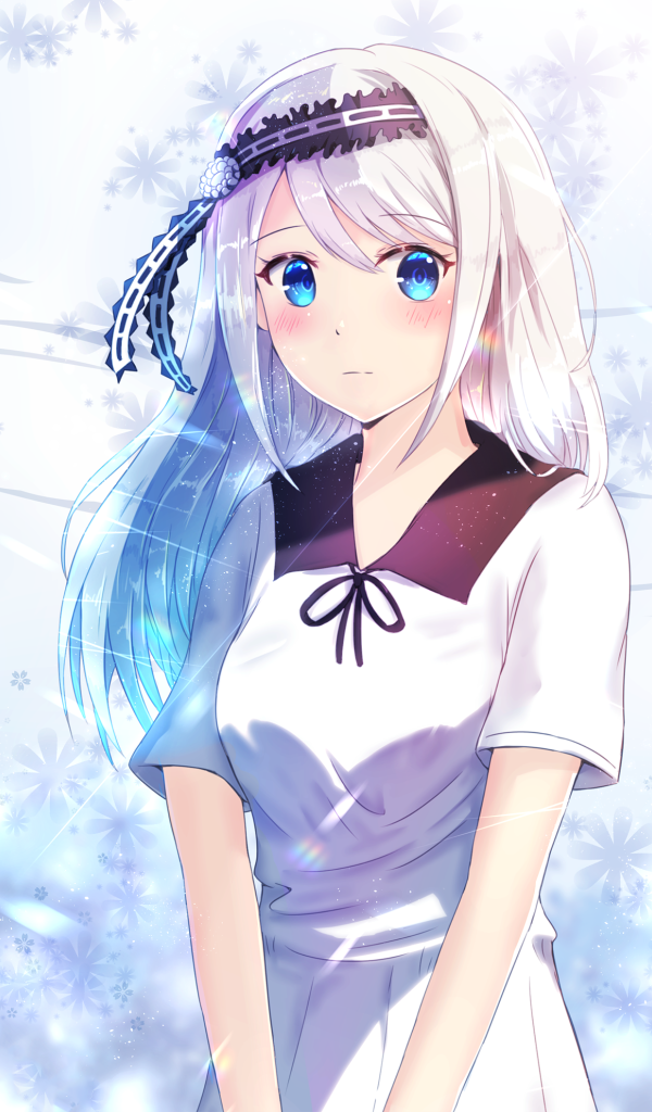 Девушка аниме Miyuki Shirogane Kaguya-sama в белом платье