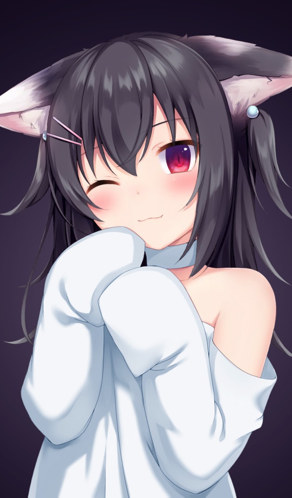 Девушка аниме с кошачьими ушками 