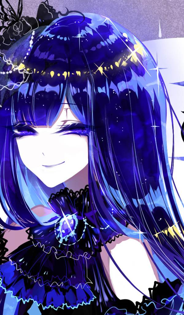 Девушка аниме с неоновыми волосами 