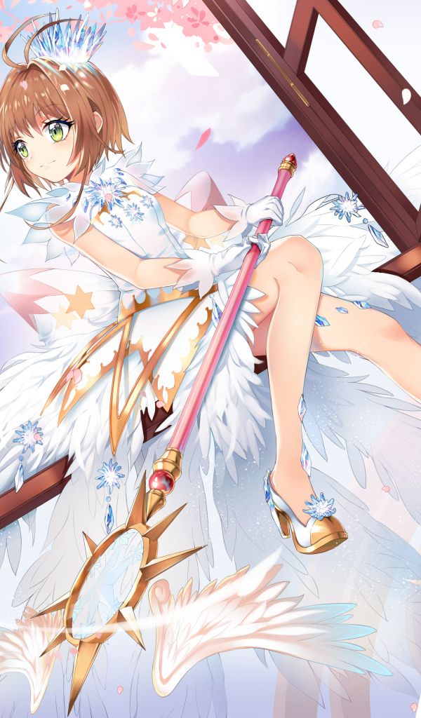 Персонаж Сакура Киномото на окне аниме Сакура Собирательница карт