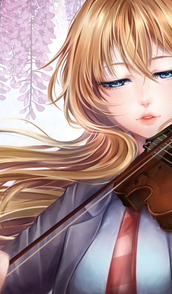The character Kaori Miyazono with violin anime Your April lie