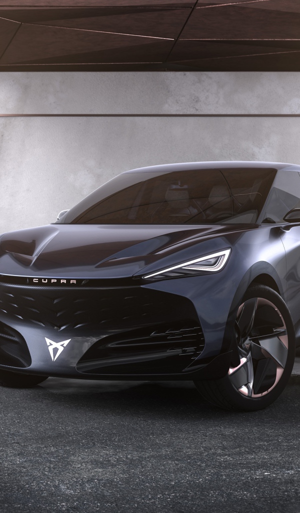 Черный автомобиль Cupra Tavascan Concept 2019 года 