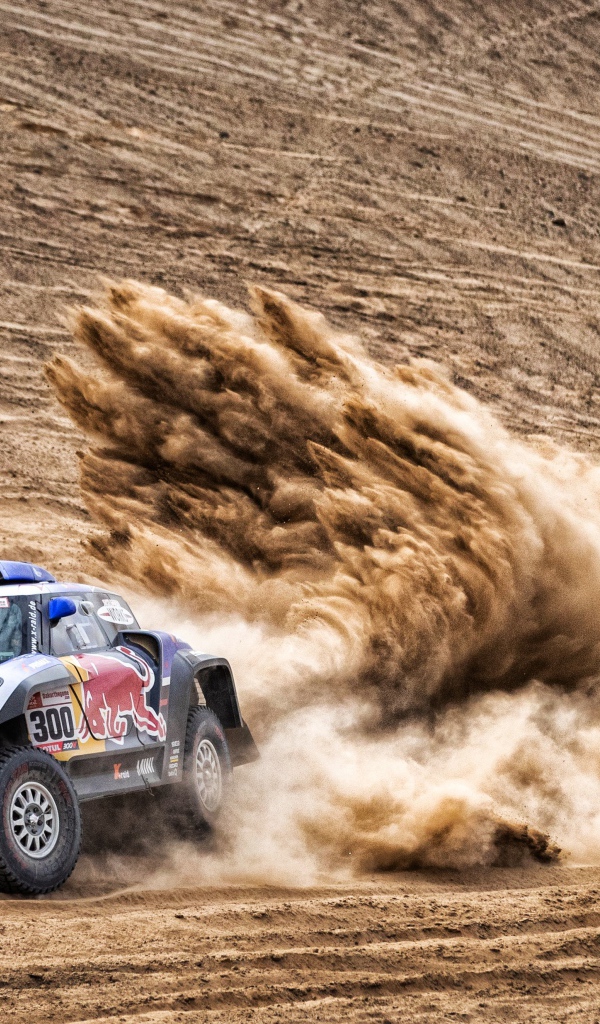 Спортивный автомобиль на песке в пустыне на Ралли