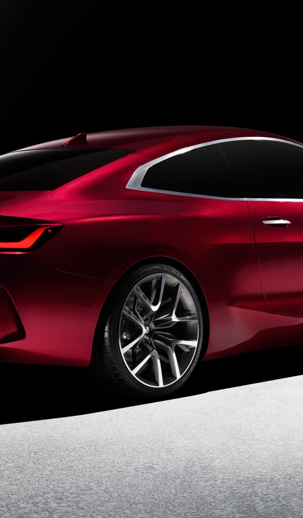 Бордовый автомобиль BMW Concept 4 2019 года вид сзади