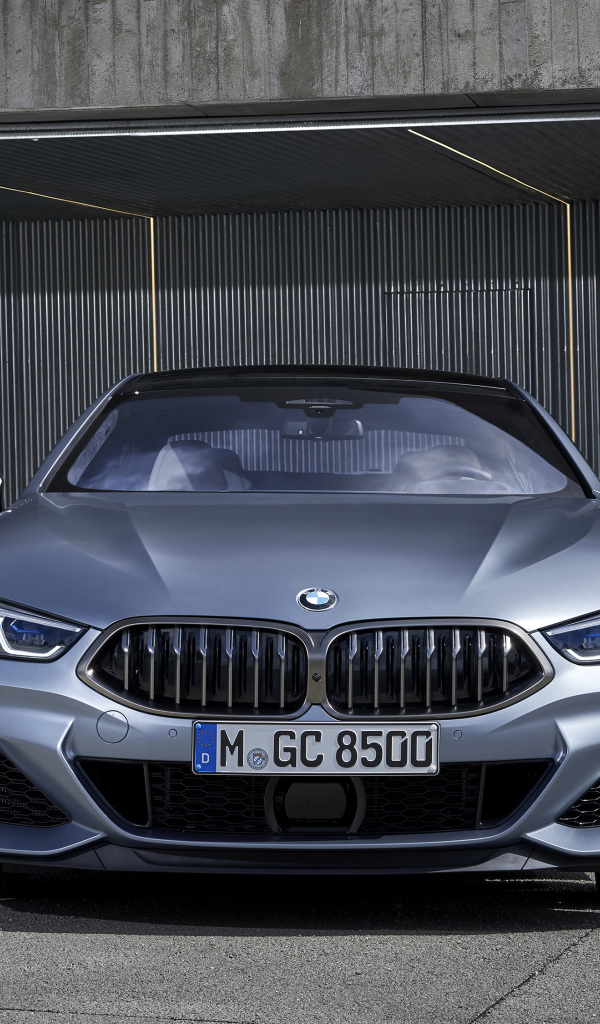 Серебристый автомобиль BMW M850i XDrive, 2019 года в гараже