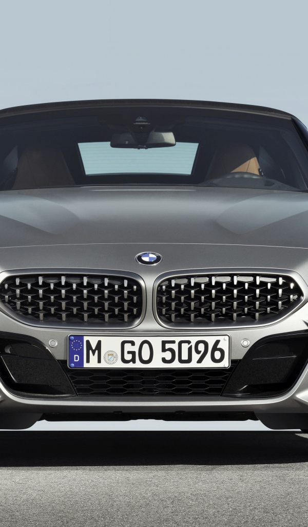 Серебристый автомобиль BMW Z4 вид спереди