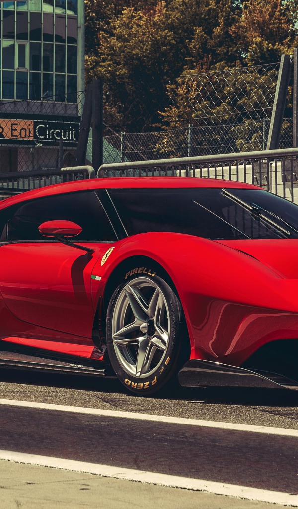 Красный быстрый дорогой автомобиль Ferrari P80C 2019 года