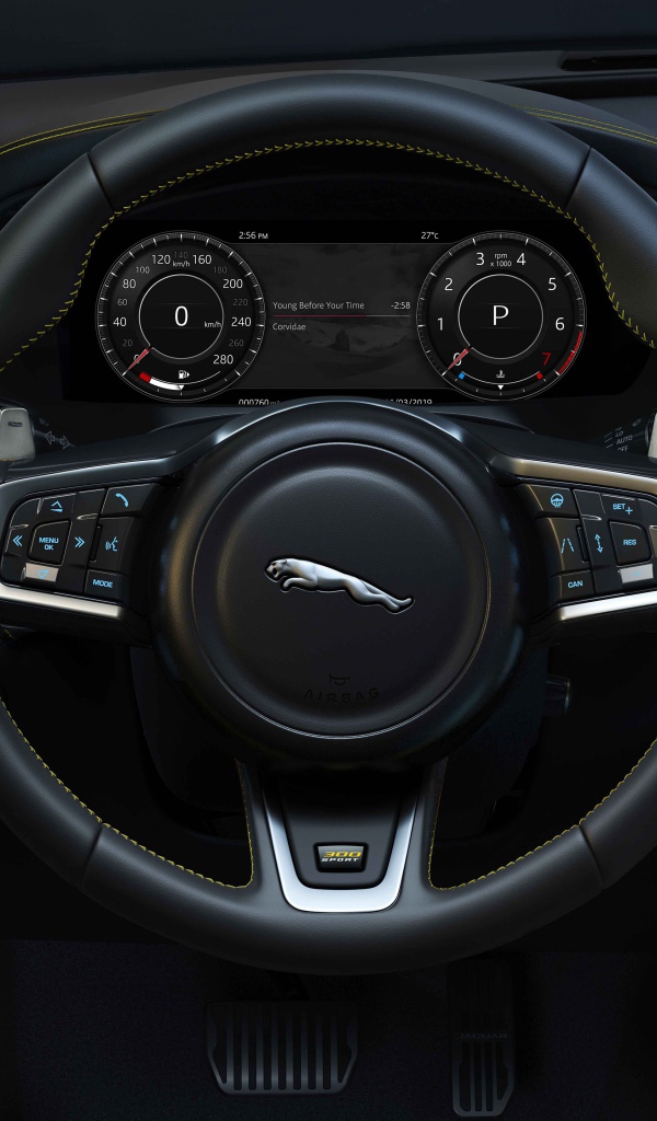 Кожаный руль автомобиля Jaguar F-Pace 300 Sport 2019 года