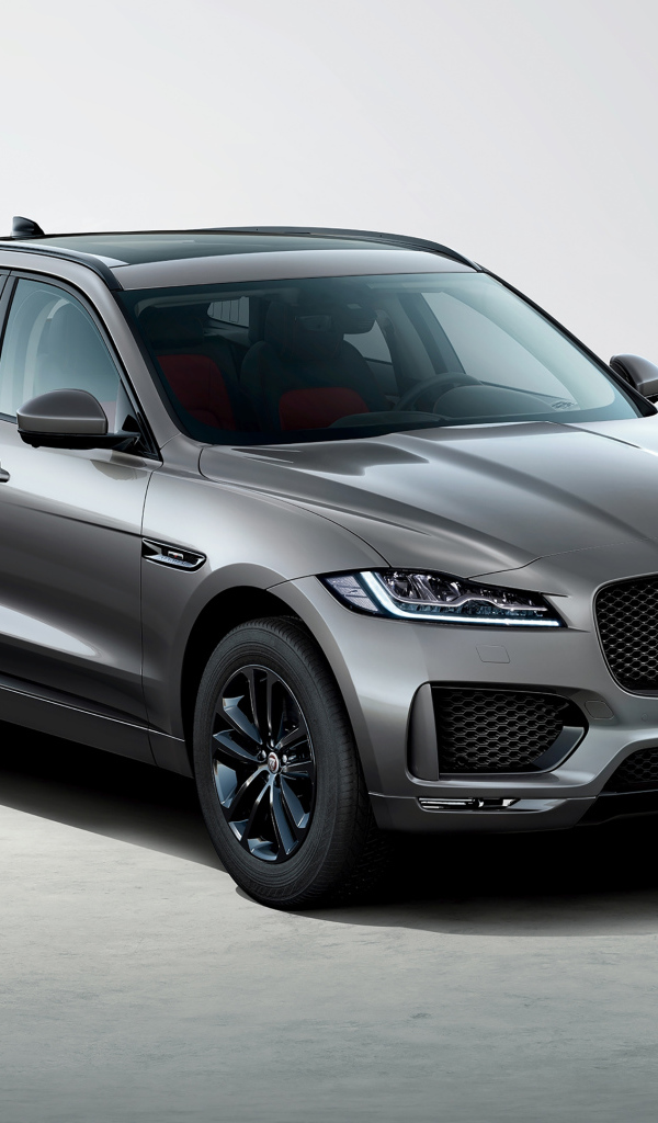 Серебристый автомобиль Jaguar F-Pace Chequered Flag 2019 года