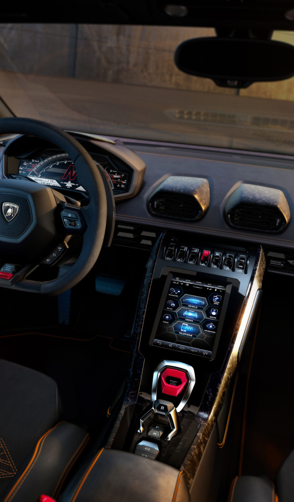 Кожаный салон автомобиля Lamborghini Huracan EVO 2019 года