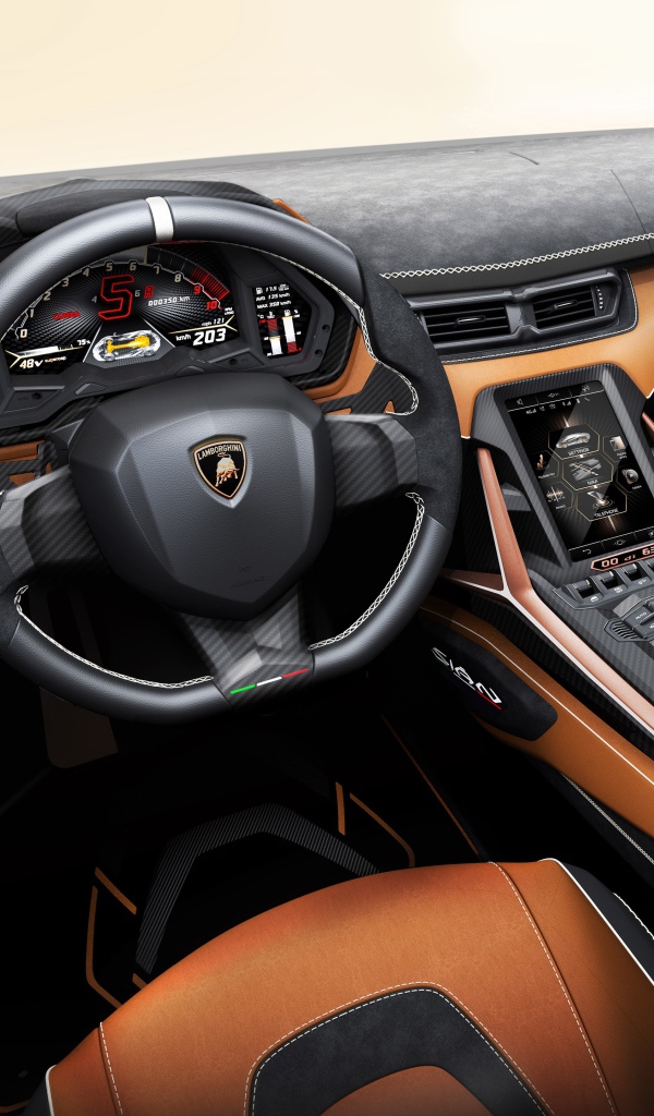 Стильный кожаный салон автомобиля Lamborghini Sian 2019 года