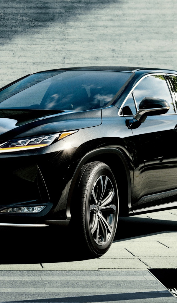 Черный автомобиль Lexus RX 450h 2019 года в гараже