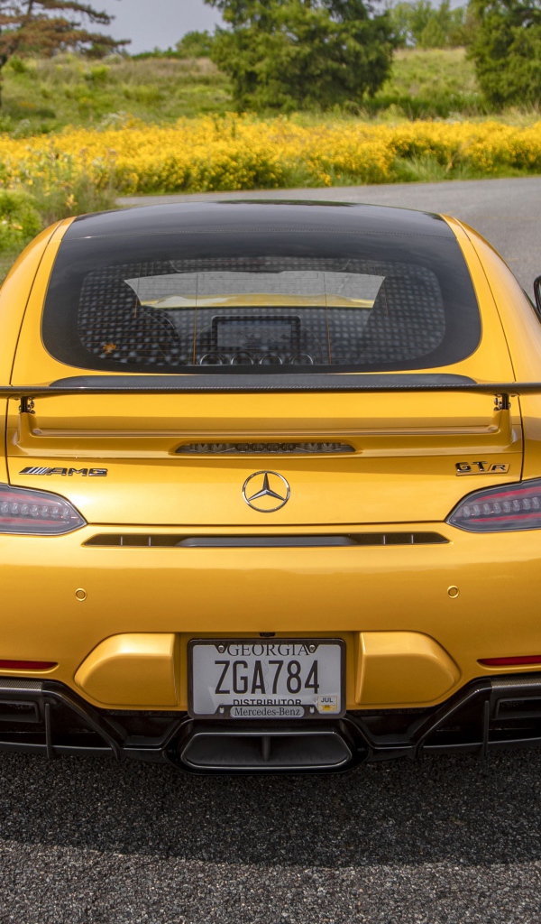 Yellow Mercedes-AMG GT R 2020 car rear view