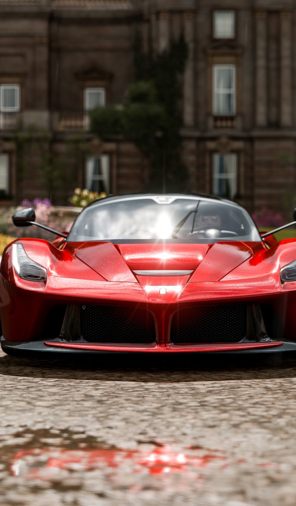 Дорогой красный автомобиль Forza Horizon вид спереди