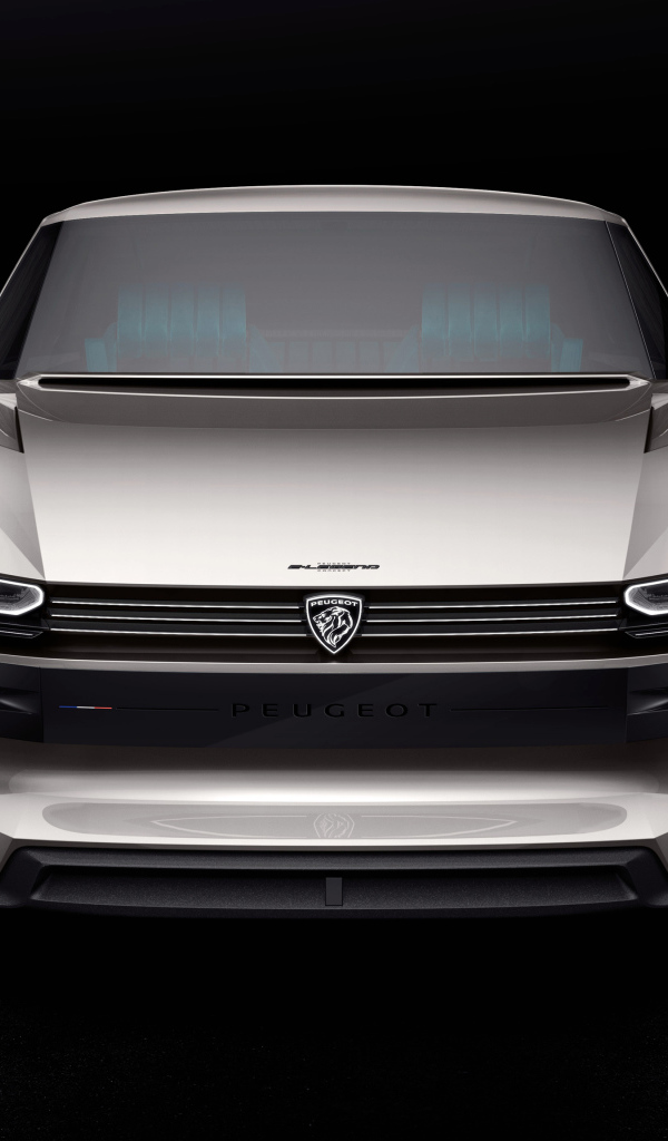 Silver car Peugeot E-Legend Concept on a black background