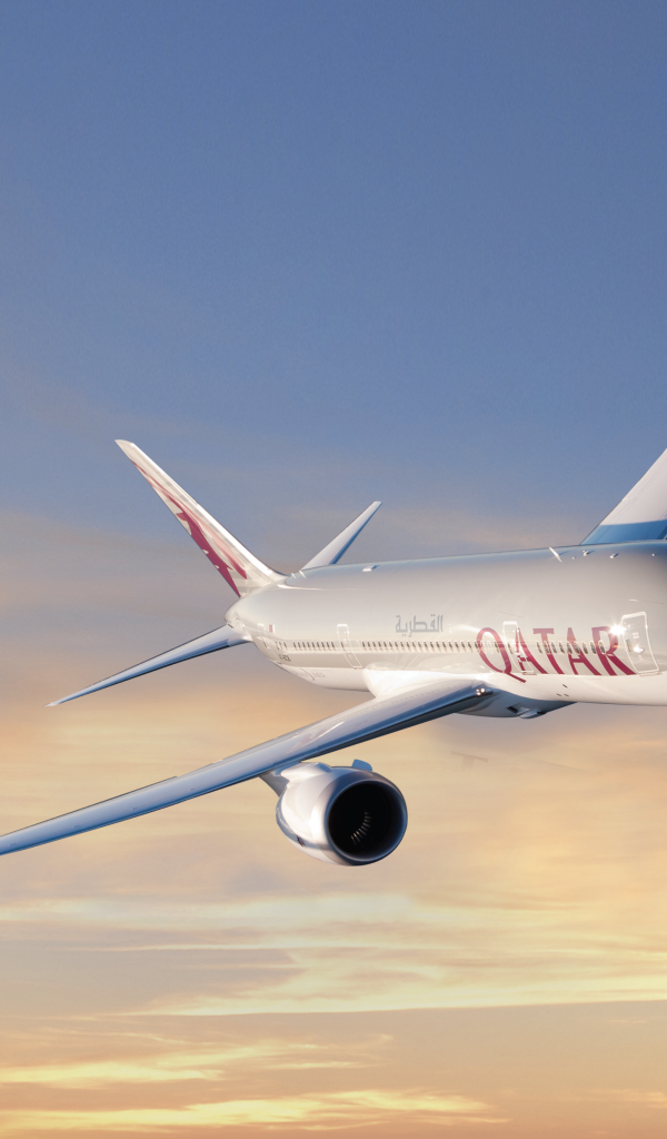 Боинг авиакомпании Qatar в небе