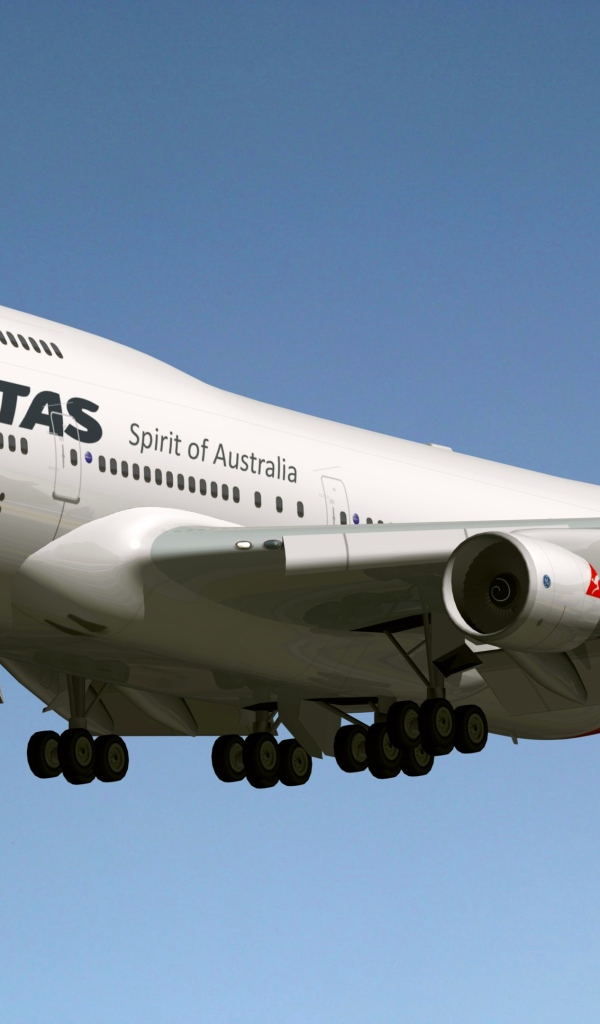 Пассажирский боинг 747-400 авиакомпании Qantas в небе