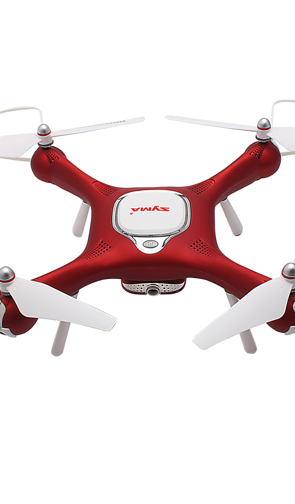 Красный дрон SYMA X25W на белом фоне