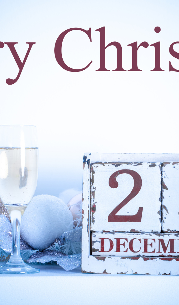 Открытка на Рождество с бокалами 