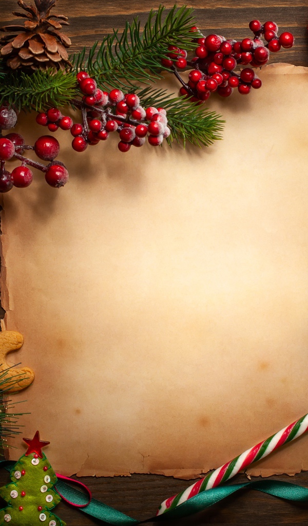Шаблон для поздравительной открытки на Рождество с декором