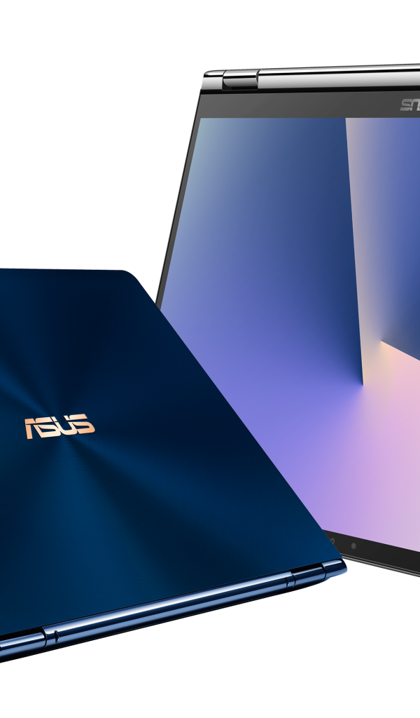 Тонкие ноутбуки Asus ZenBook на белом фоне