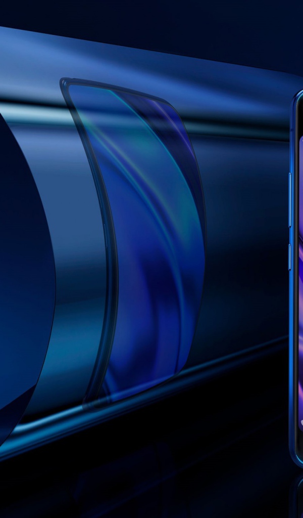 Новый красивый тонкий смартфон Vivo NEX Dual Display Edition на синем фоне