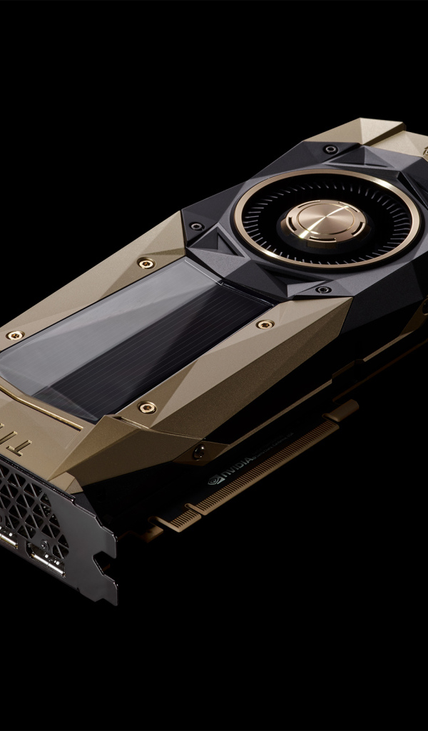 Видеокарта Nvidia TITAN V на черном фоне
