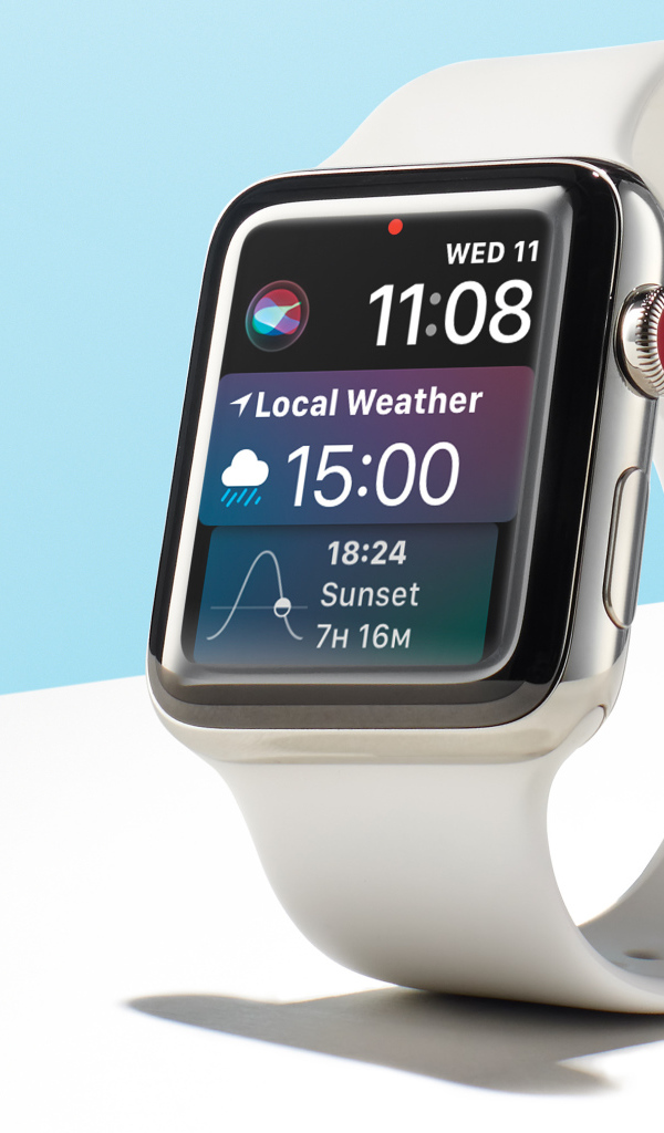 Смарт часы Apple Watch Series 4 на голубом фоне