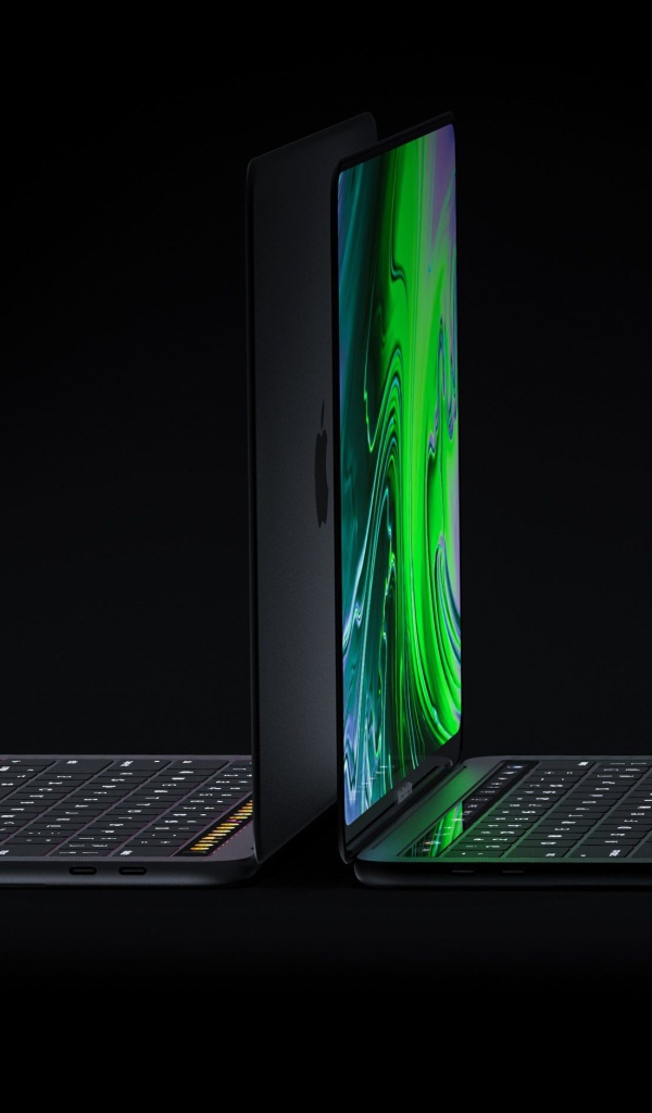 Два новых MacBook Pro от Apple, 2019 года на черном фоне