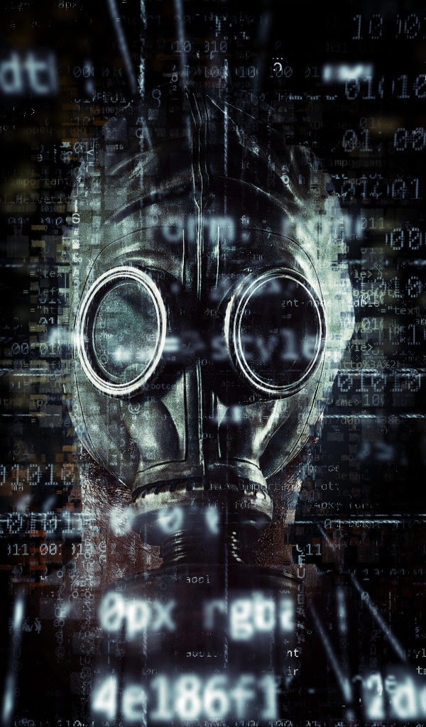 Газовая маска с на фоне числового кода