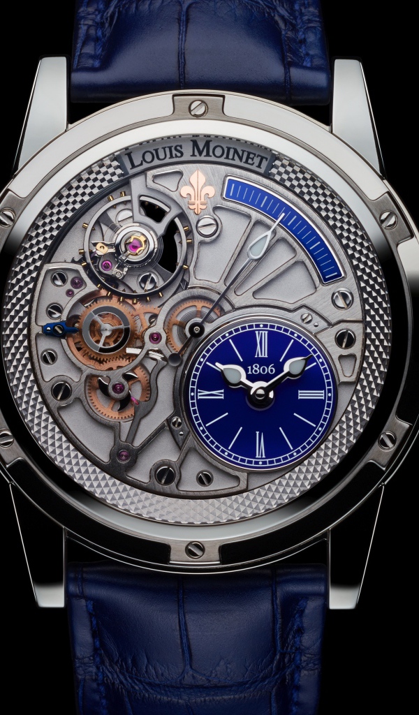 Стильные мужские часы Louis Moinet на черном фоне