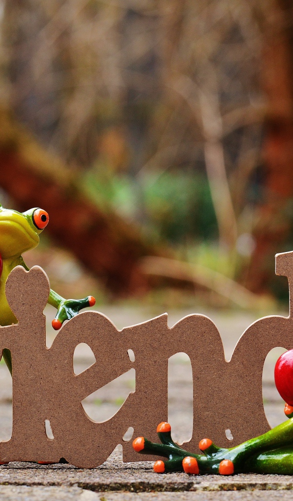 Две статуэтки лягушек с надписью 