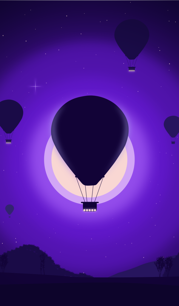 Воздушные шары на фоне белой луны 
