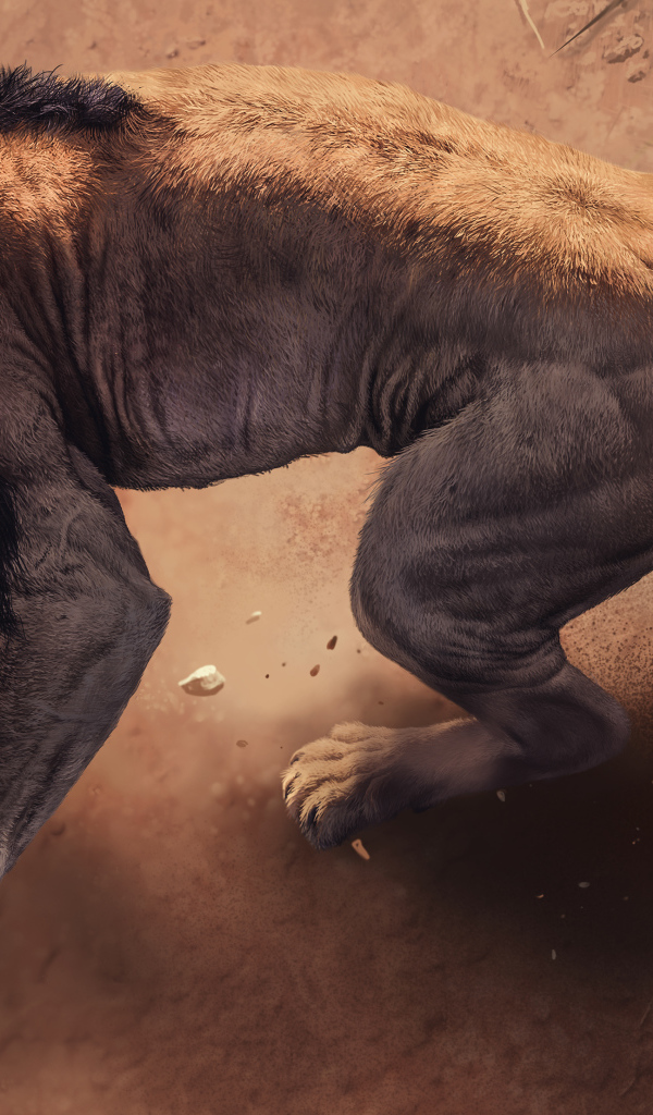 Свирепый дикий нарисованный лев 