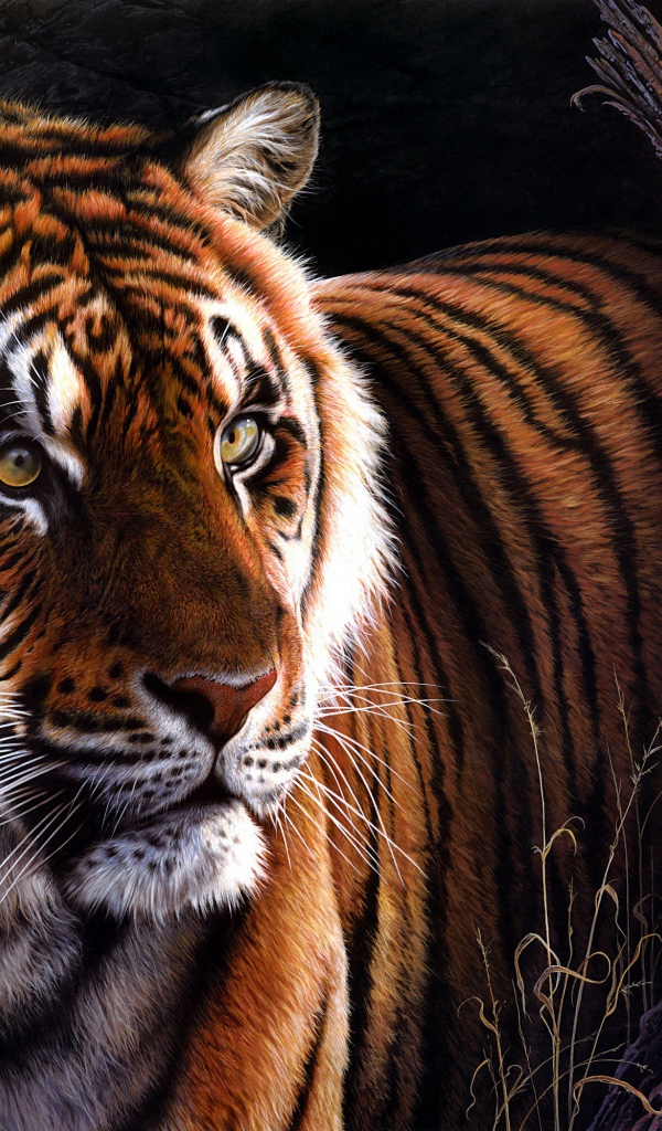 Нарисованный тигр у дерева