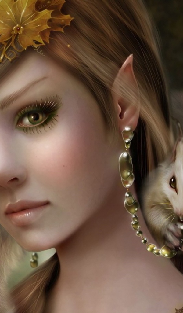 Красивая фантастическая девушка с животным на плече