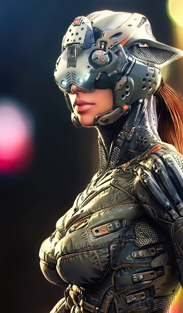 Девушка в костюме киборга