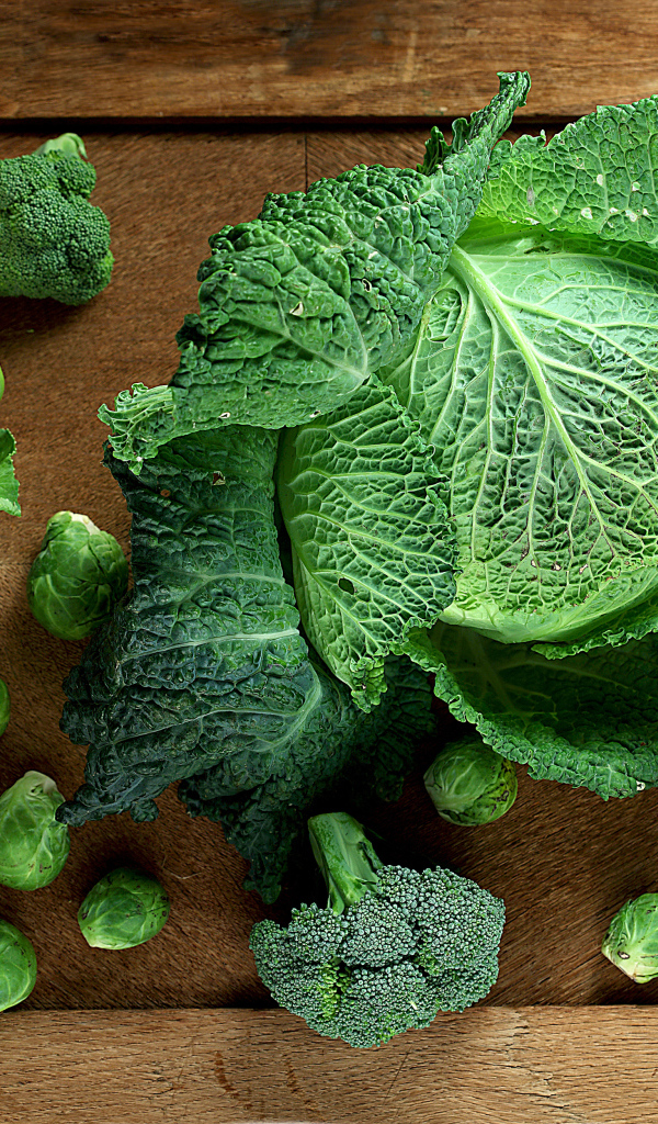 Разные виды капусты на столе вид сверху 