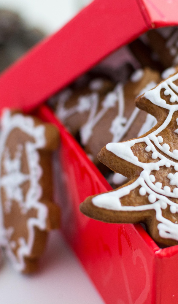 Печенье елочки в красной коробке 