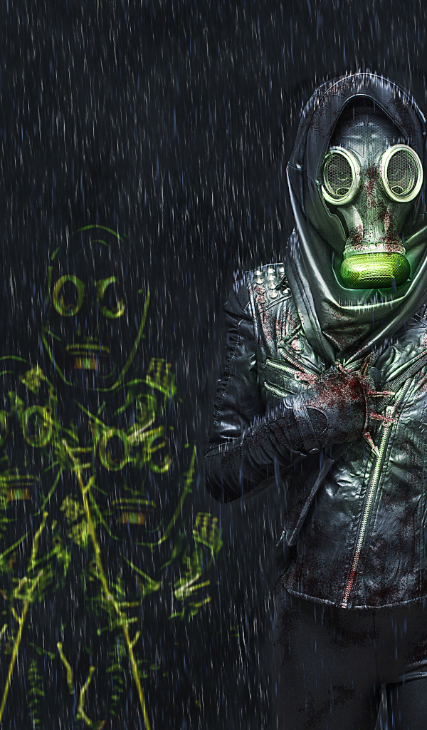 Девушка со стрелами в газовой маске 