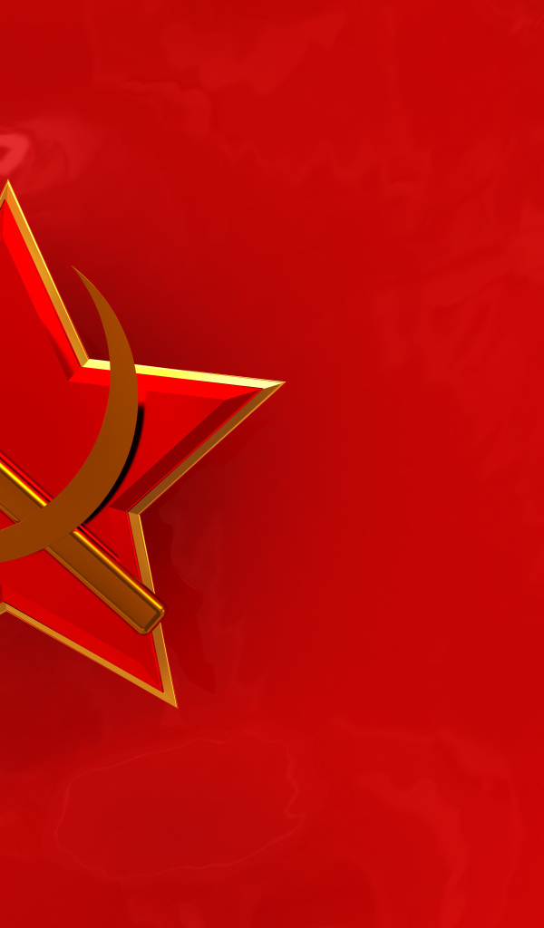 Красная звезда с серпом и молотом на красном фоне