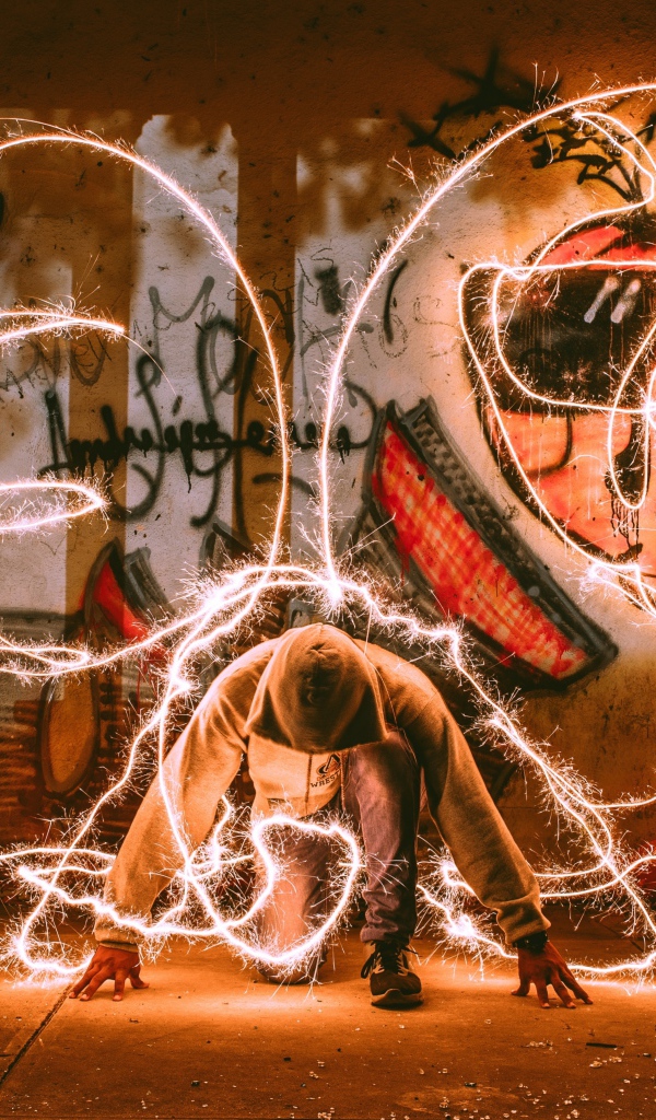 Hoodie Guy With Sparks of Light