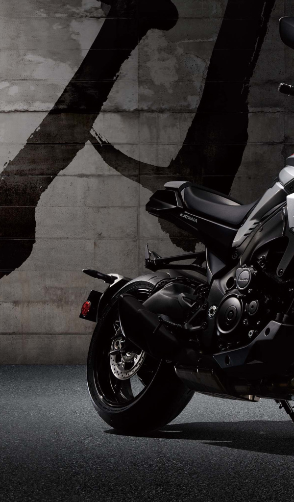 Black stylish motorcycle Suzuki Katana, 2020