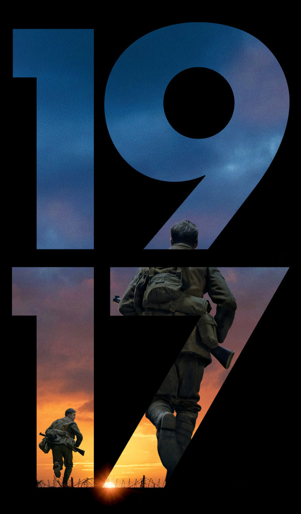 Poster of the new war film 1917 on a black background
