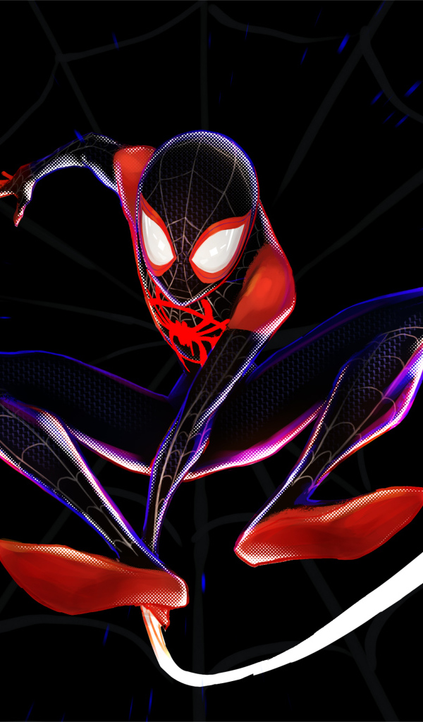 Superhero Spiderman on the background of the web